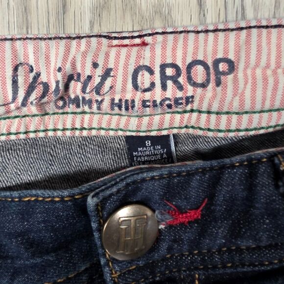 Tommy Hilfiger Spirit Crop Dark Denim Jean Size 8 - Picture 3 of 6